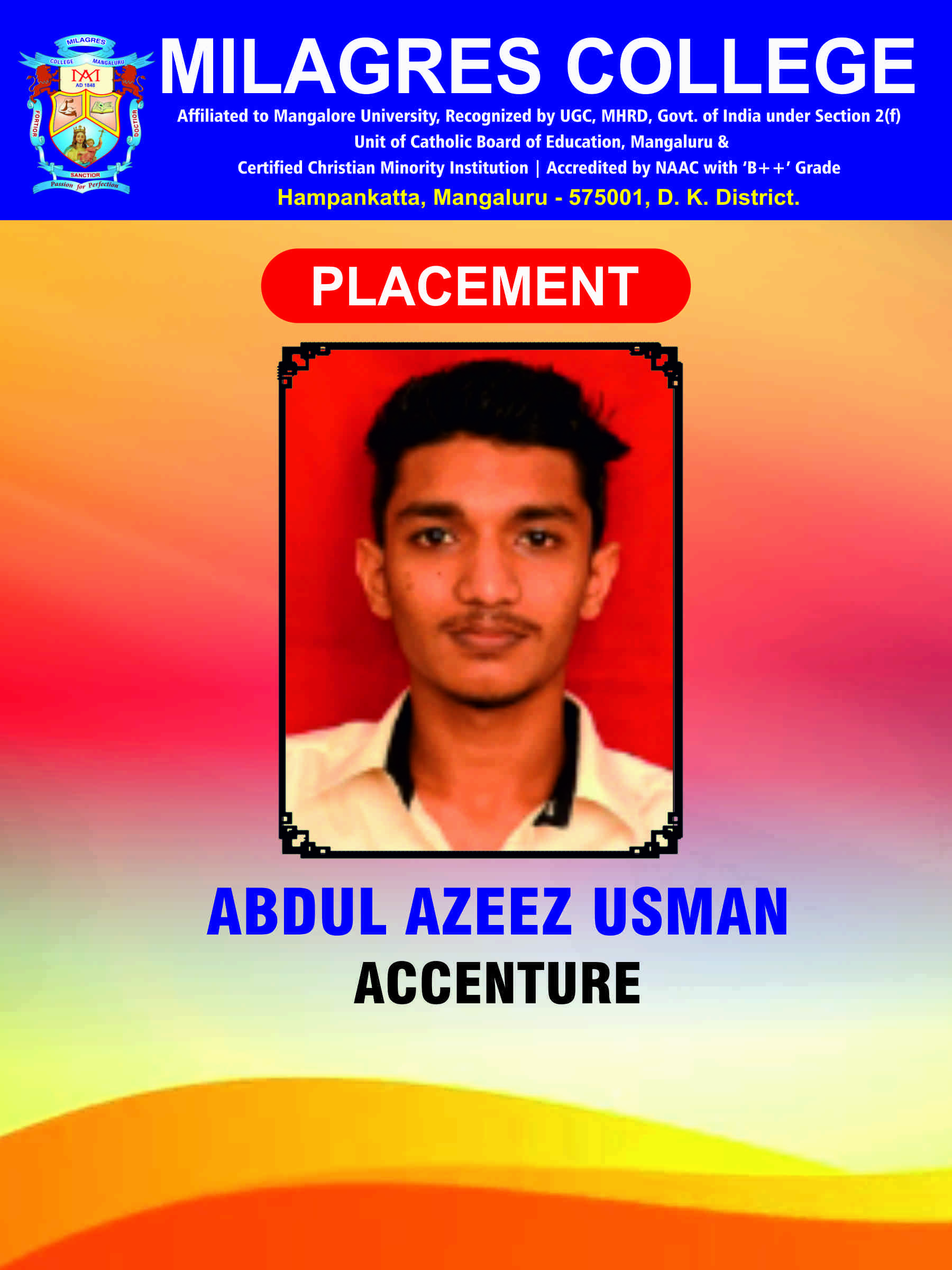 Successfully placed student